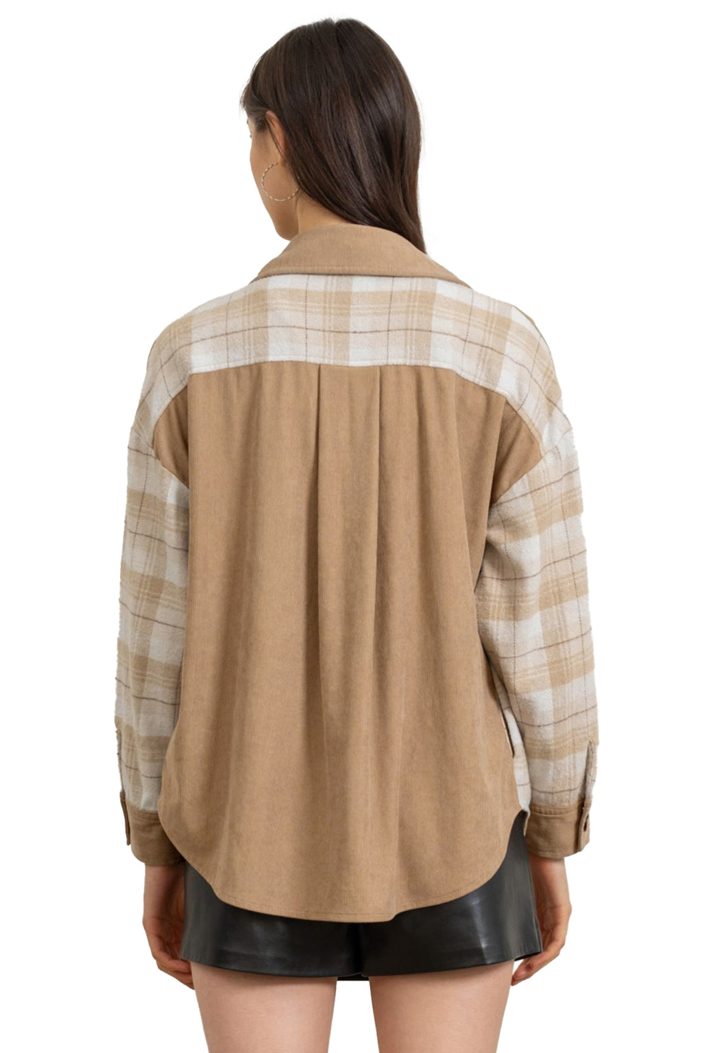 “Bold in Beige” Plaid Colorblock Shacket
