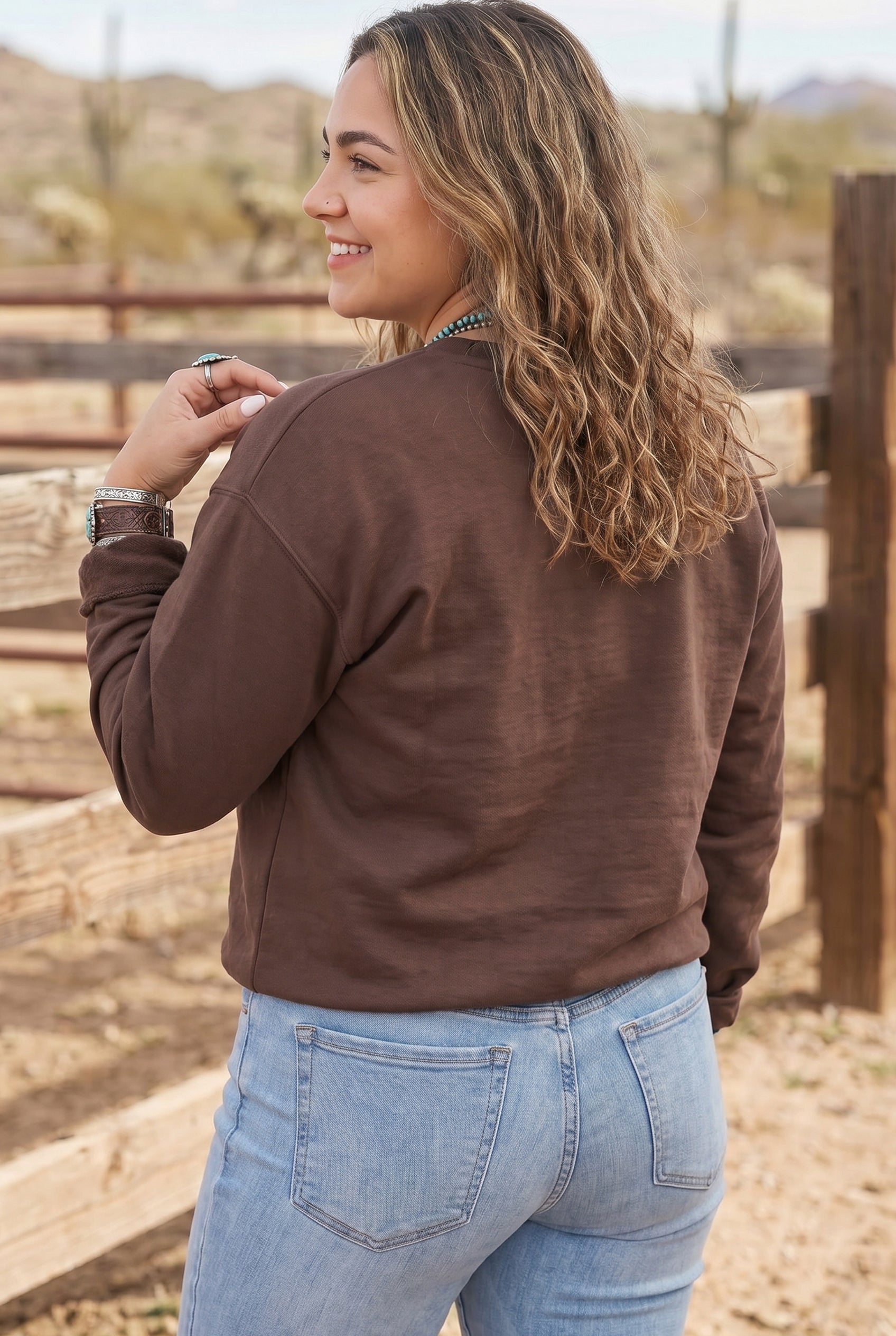 PRAY Patchwork Long Sleeve Plus Size Sweatshirt