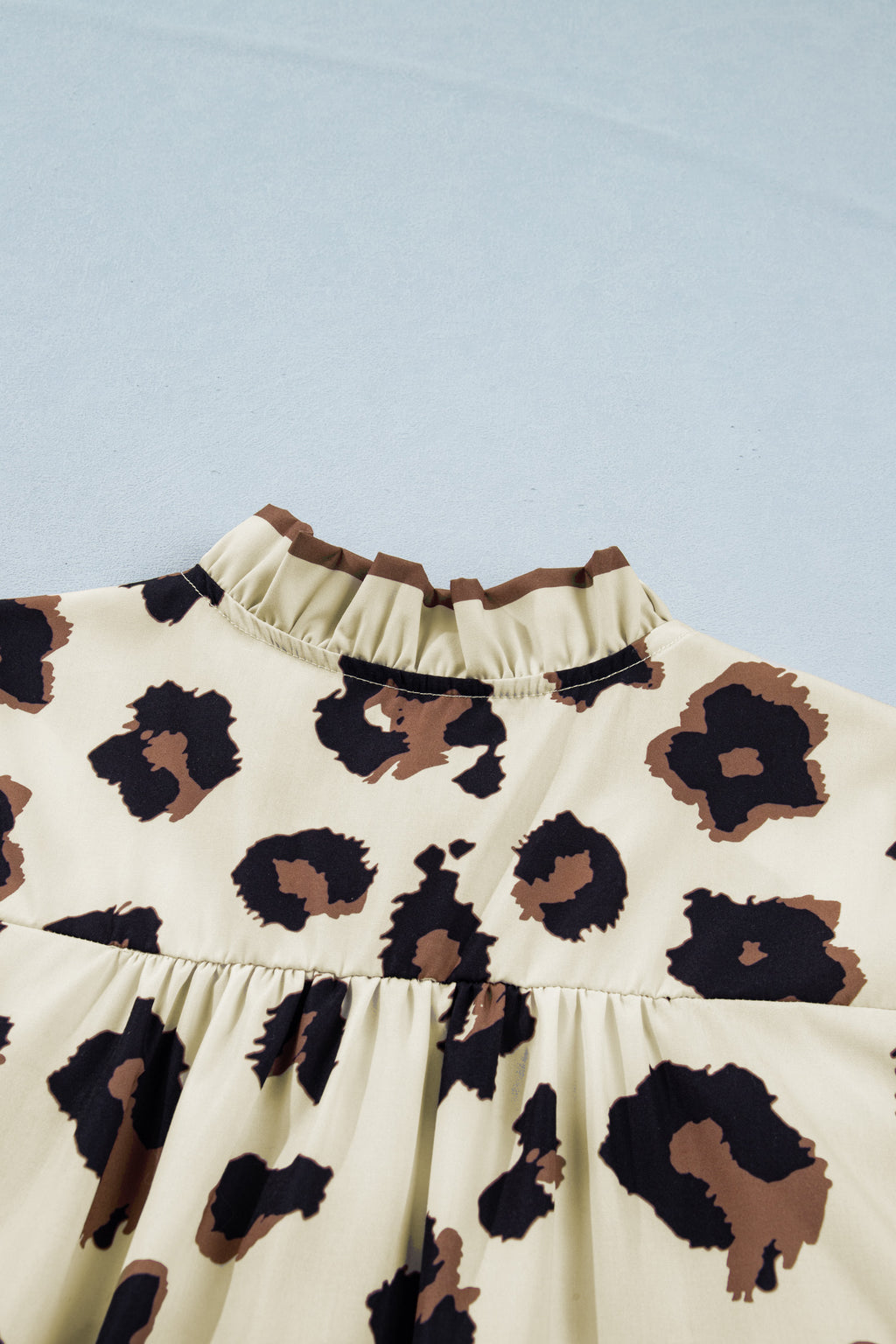 Leopard Print Khaki Plus Size Blouse