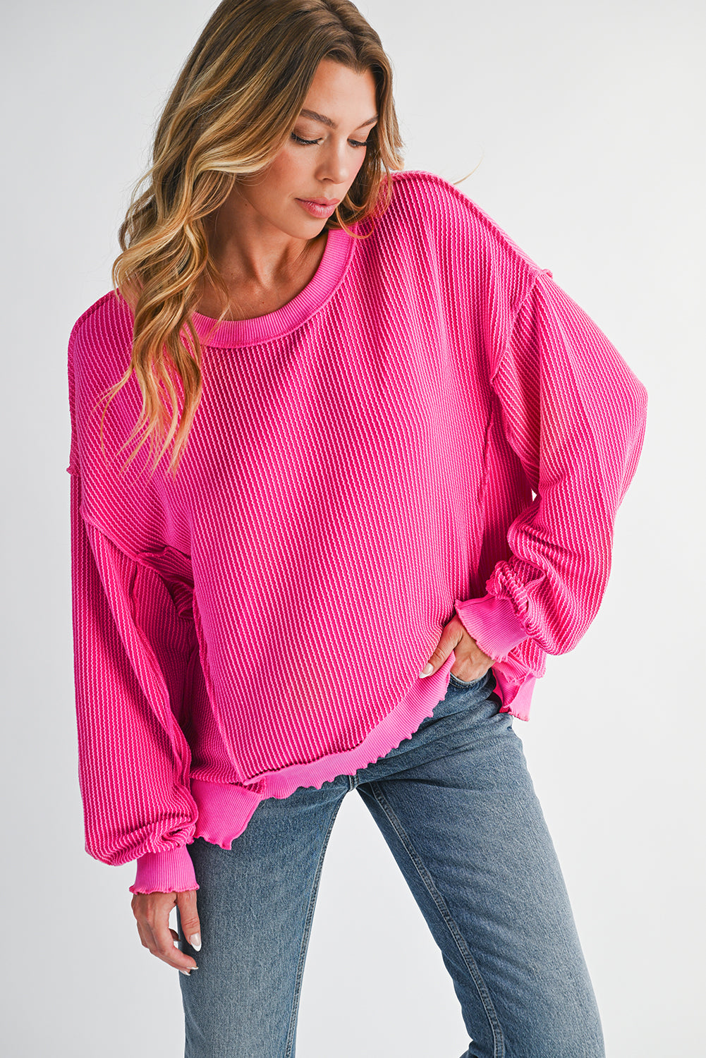 Twisted Ribbed Long Sleeve Top