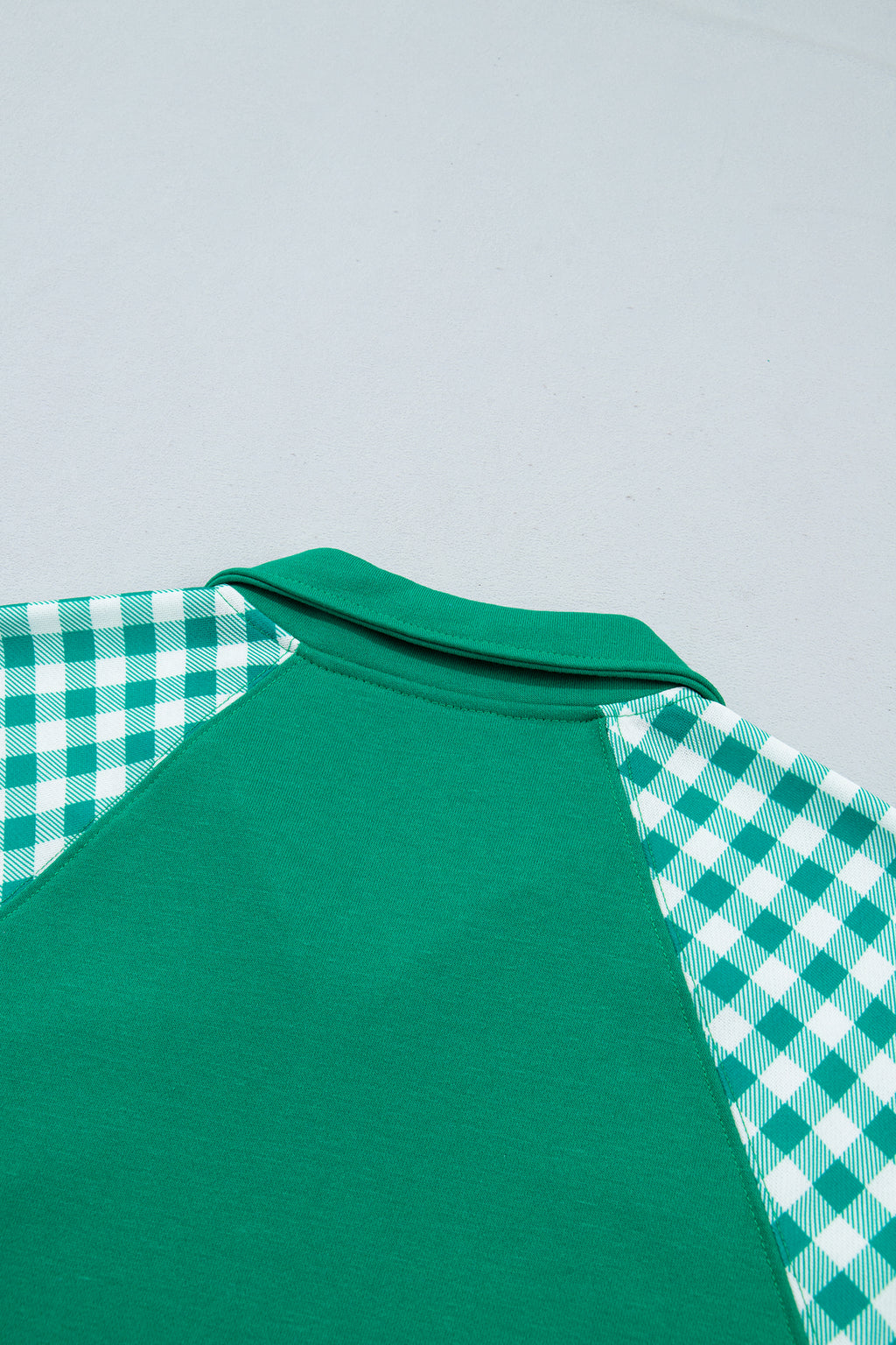 Patchwork Plaid Pocket Quarter Zip Pullover