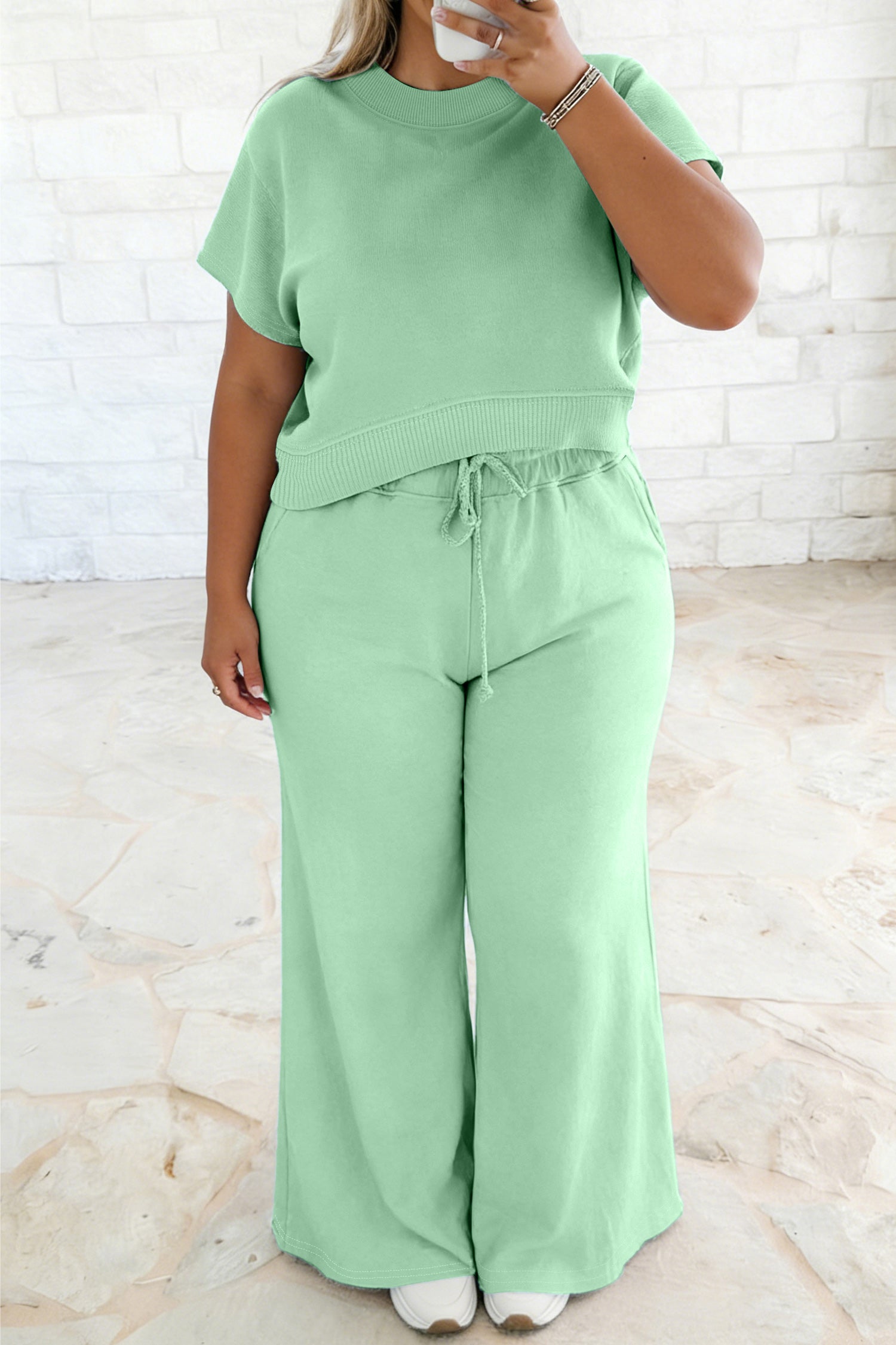 "Amazing In Aqua" Plus Size Pants Set