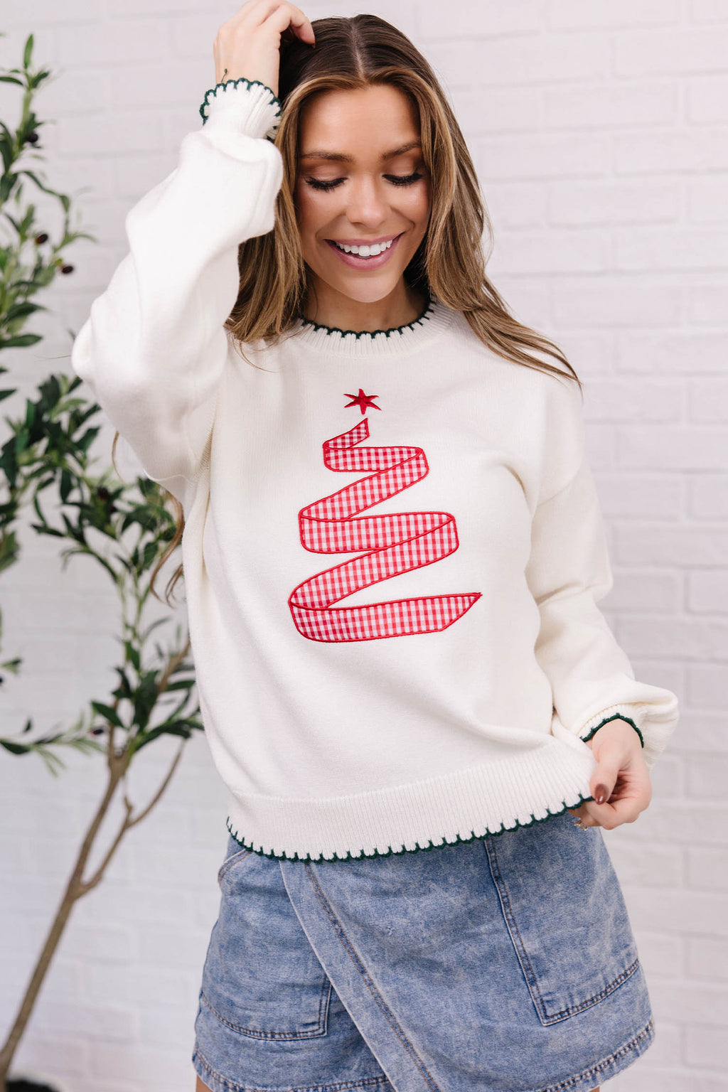 Stitched Christmas Tree Sweater
