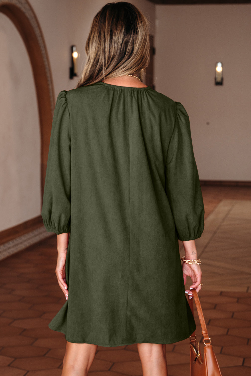 "Scalloped and Sleek" Corduroy Dress