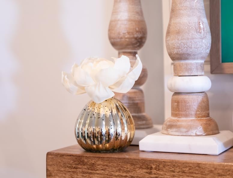 Bridgewater Candle Sweet Grace Holiday Flower Diffuser | Passion Fruit, Sparkling Tea, Patchouli | Metallic Decorative Air Freshener for Home | 8 oz | 60 Day Lifespan