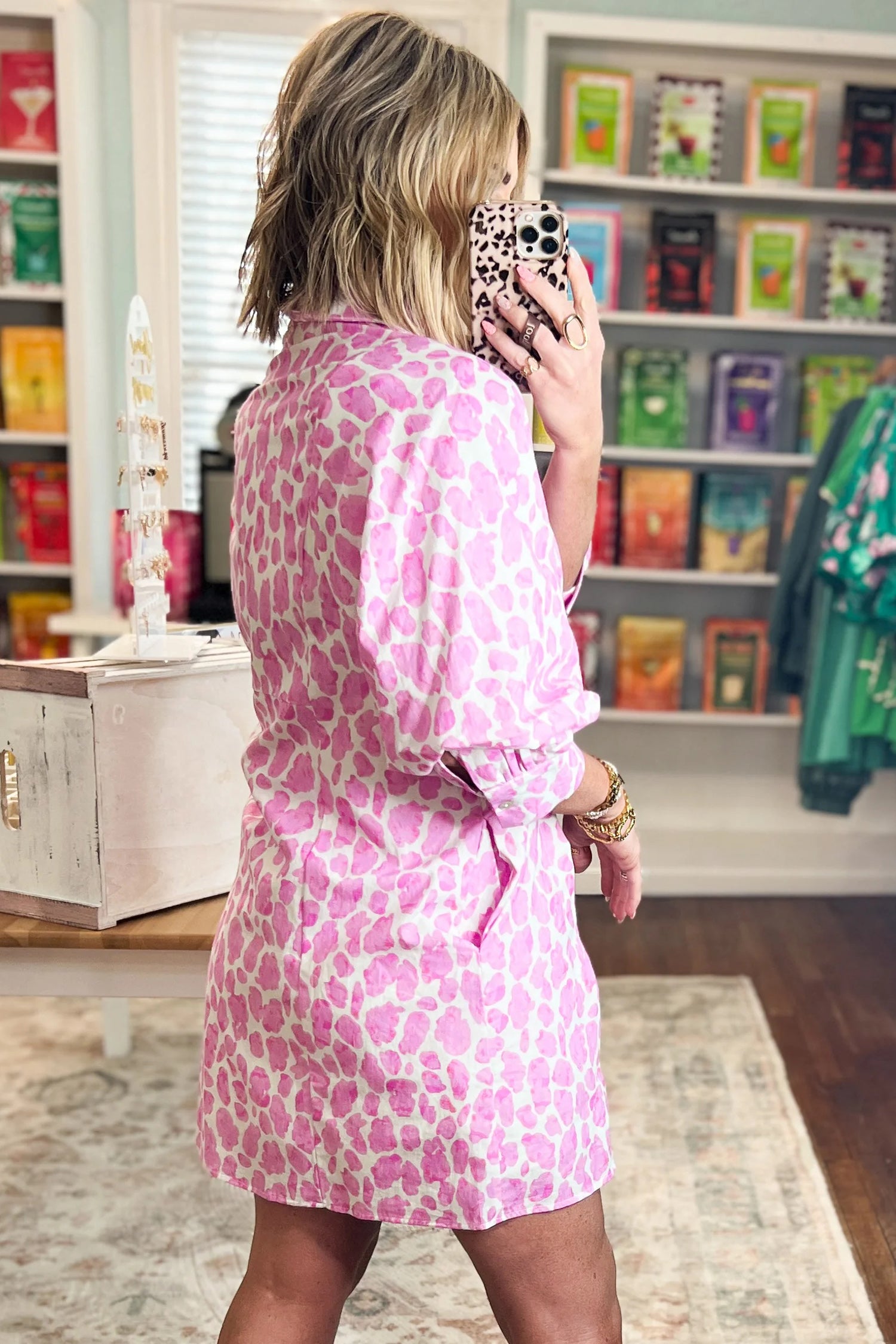 "The Pink Leopard" Shirt Dress