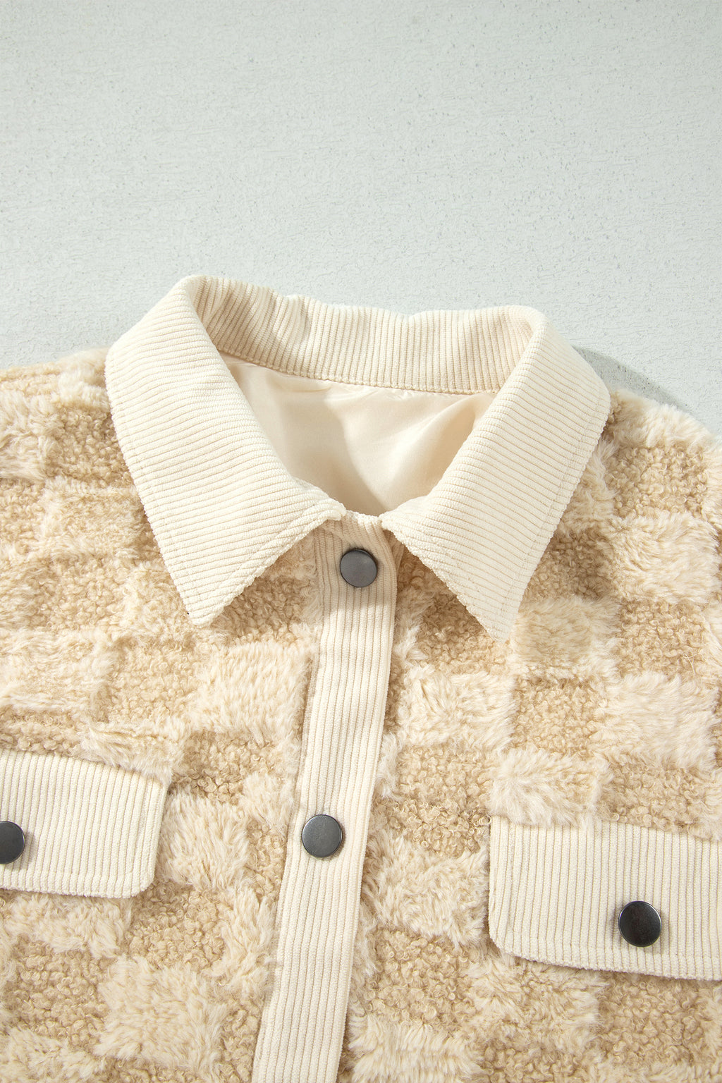 "Khaki Plush" Checkered Shacket