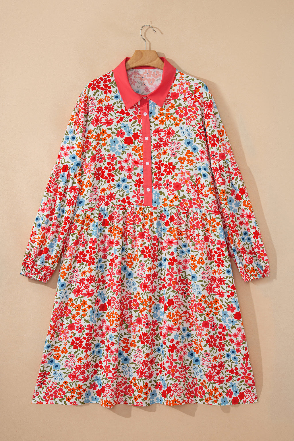 "Floral or Leopard" Print Plus Size Puff Dress