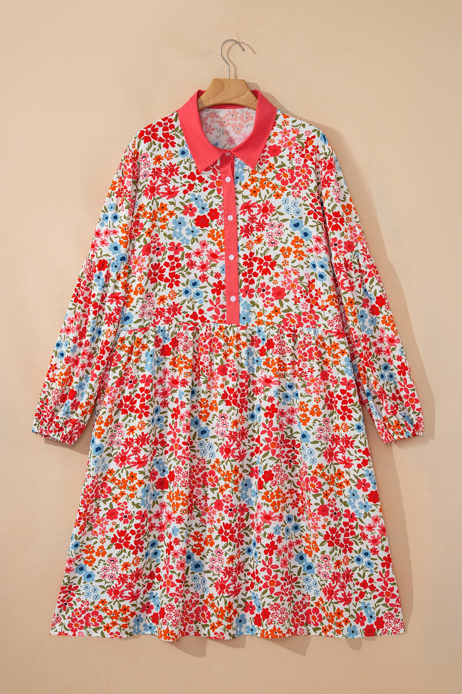 "Floral or Leopard" Print Plus Size Puff Dress