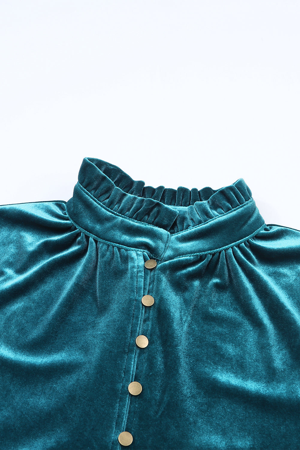 “Frilled” Mock Neck Velvet Top