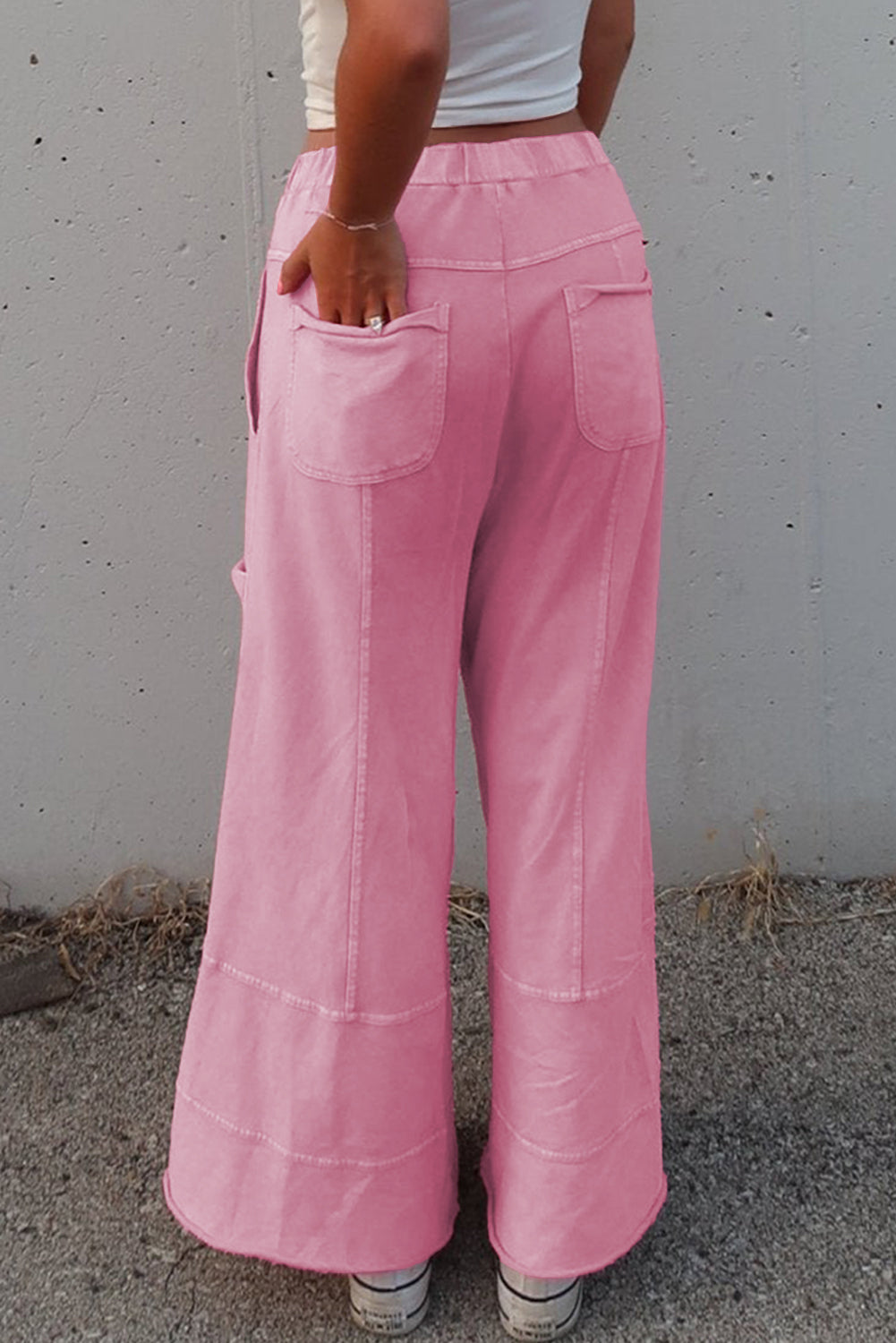 "Boho Bonbon" Mineral Wash Cotton Wide Leg Pants