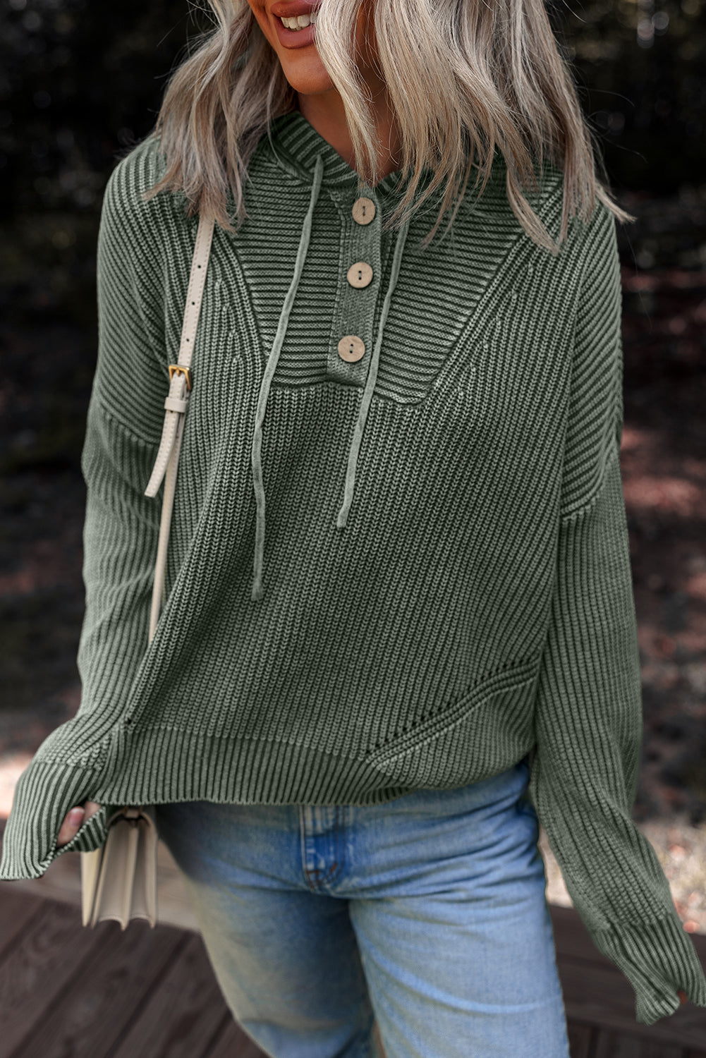 “Misty Green” Mineral Wash Hooded Sweater