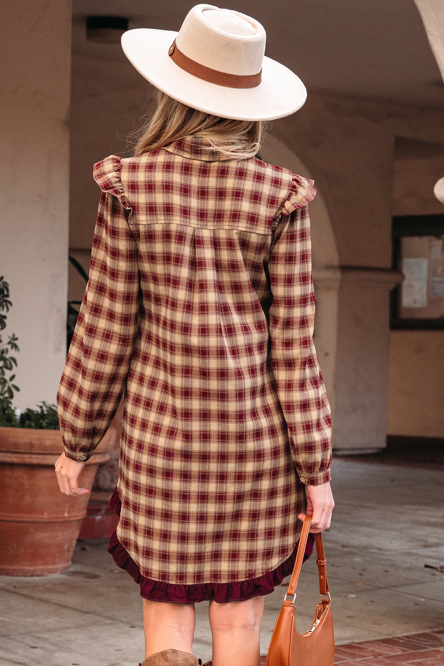"Plaid and Pretty" Ruffled Shirt Dress