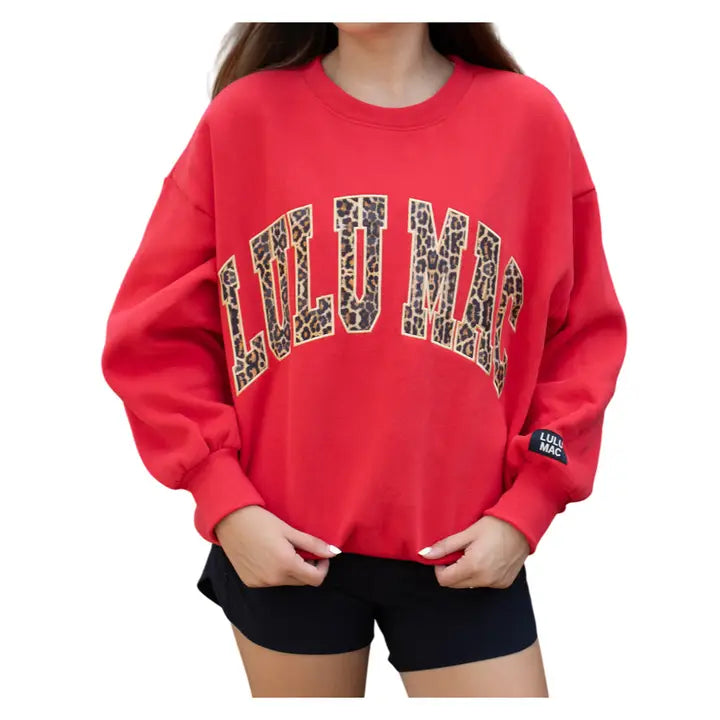 Lulu Mac Sweatshirt Red/Leopard Logo