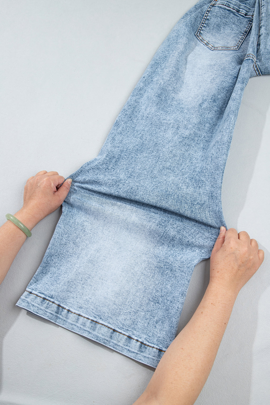 "Frayed & Studded" Wide Leg Jeans