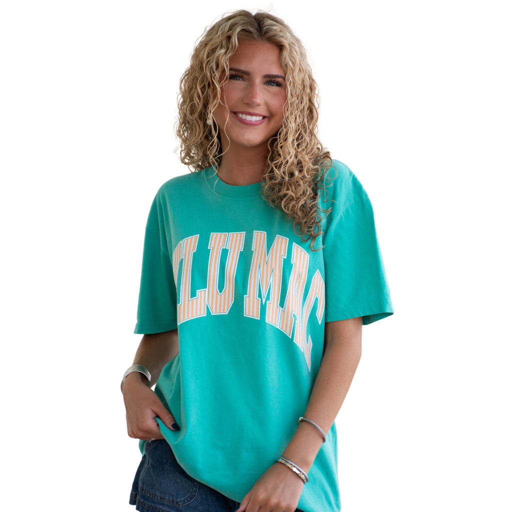 Lulu Mac Tee-Island Green & Cream Sickle Logo