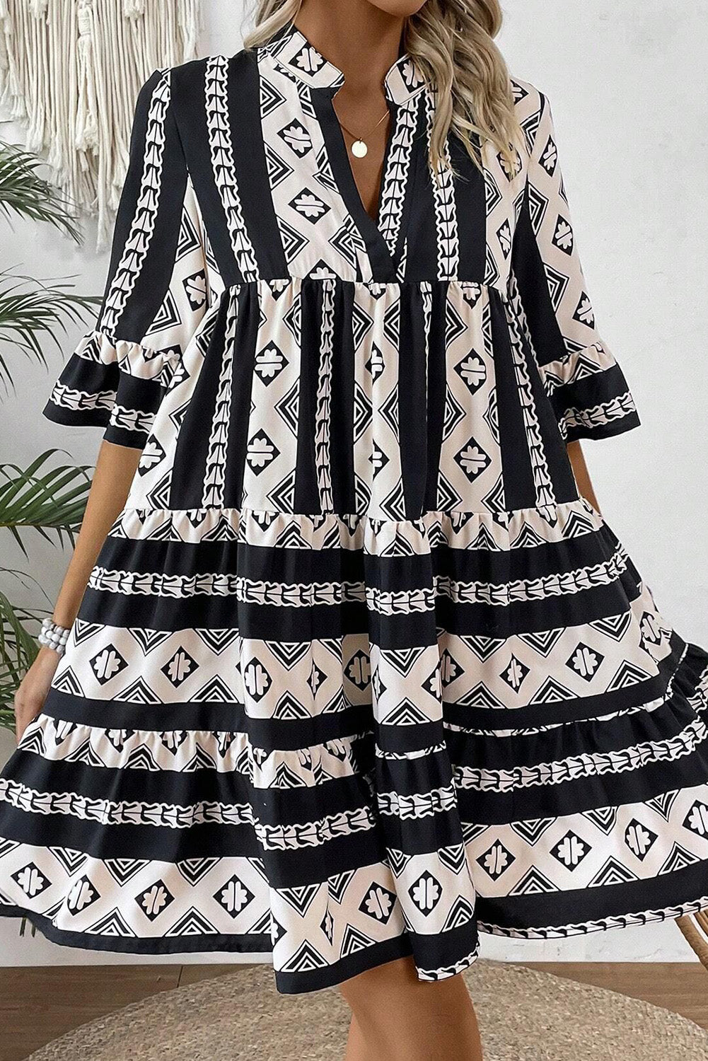 "Groovy In Geometric" Print Dress