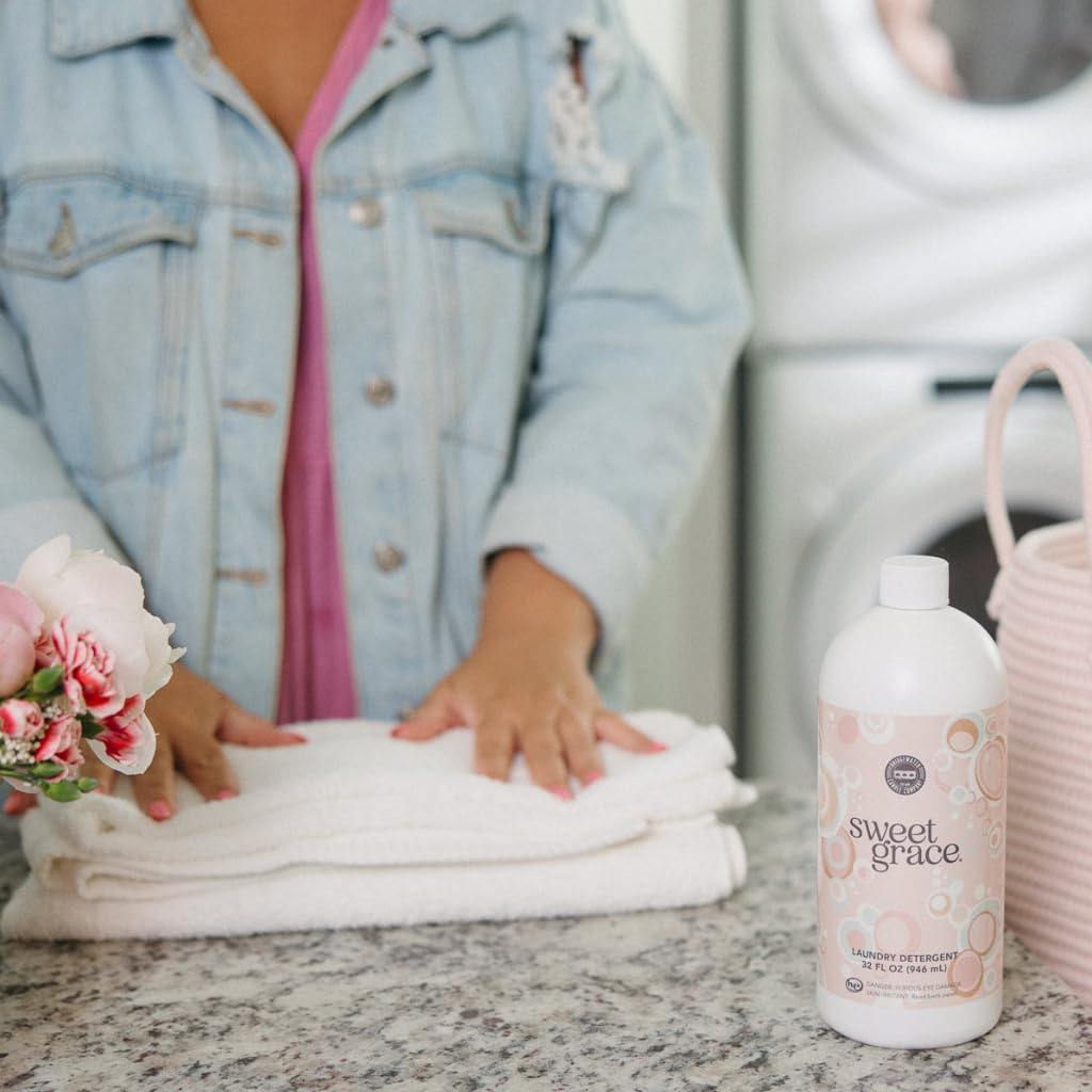 Bridgewater Candle Sweet Grace 32 oz Laundry Detergent Liquid | Highly Scented Luxury Laundry Experience | Deep Cleaning and Powerfully Fragranced