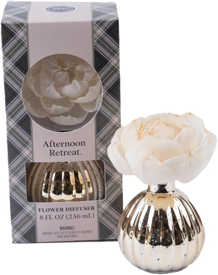 Bridgewater Candle Sweet Grace Holiday Flower Diffuser | Passion Fruit, Sparkling Tea, Patchouli | Metallic Decorative Air Freshener for Home | 8 oz | 60 Day Lifespan