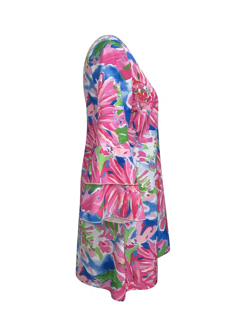 Floral Print Double-Layer Dress