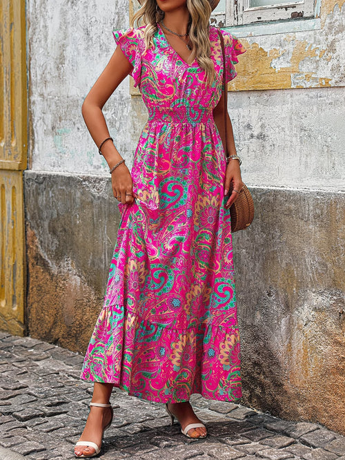 Bright Blue Paisley Pattern Dress