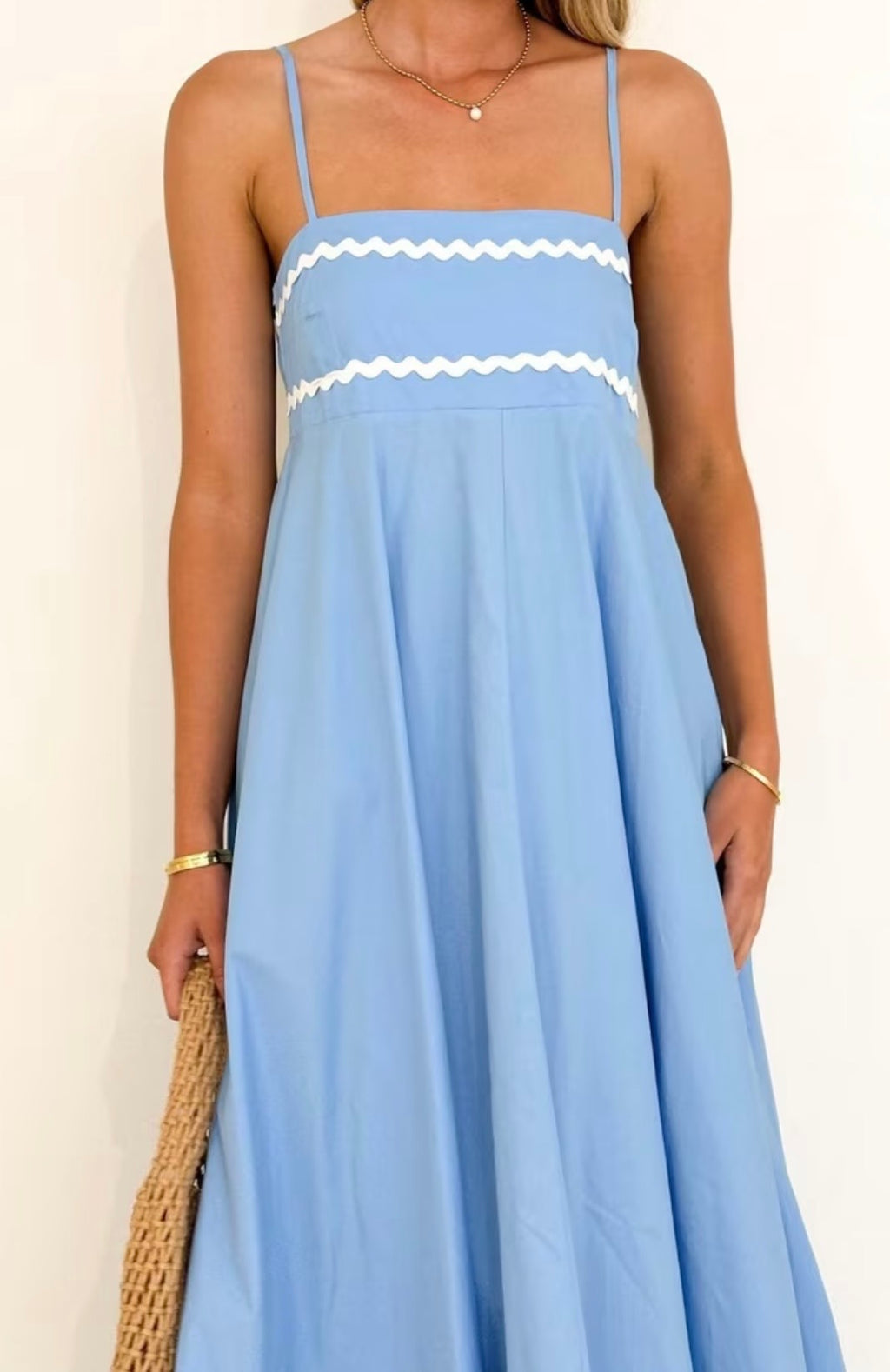 Baby Blue Ribbon Trim Dress