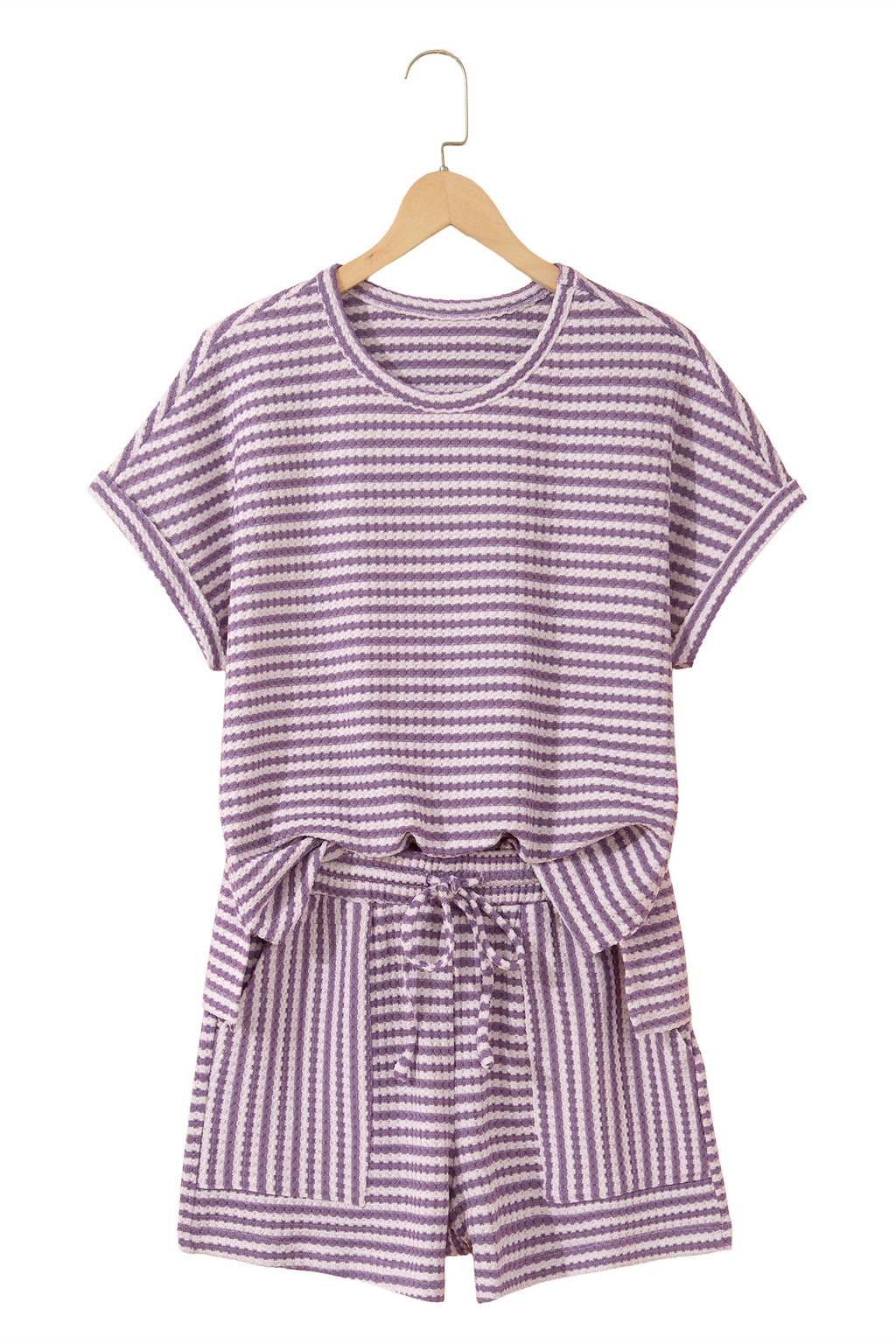 “Seeing Stripes” Textured Knit Short Set