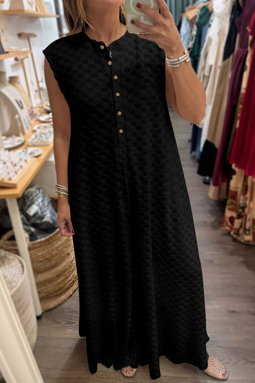 "Check Please" Checkered Cream or Black Wide Leg Jumpsuit