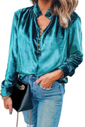 “Frilled” Mock Neck Velvet Top