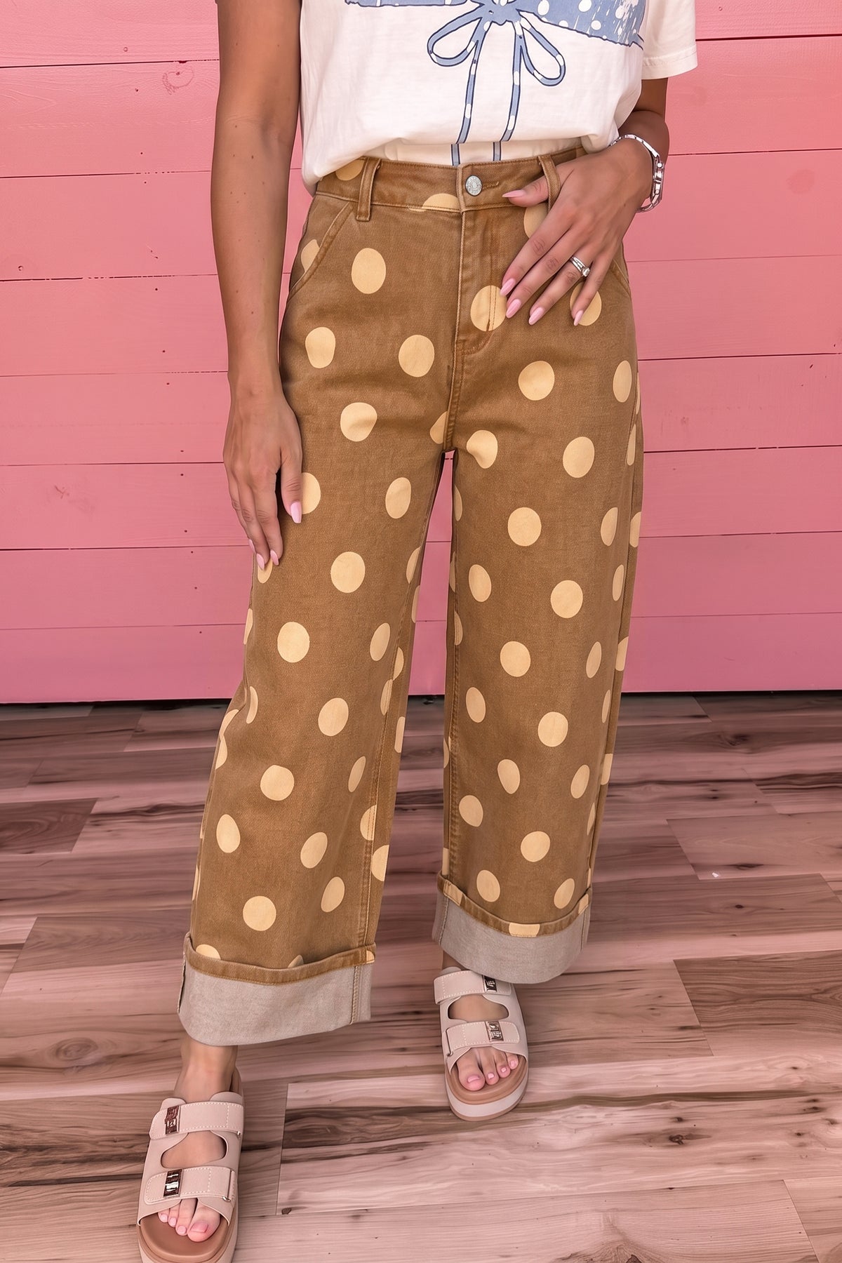"Blue or Khaki" In Polka Dot Jeans