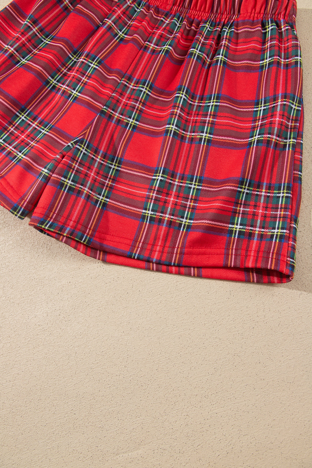Plaid MERRY Long Sleeve Top and Shorts Set