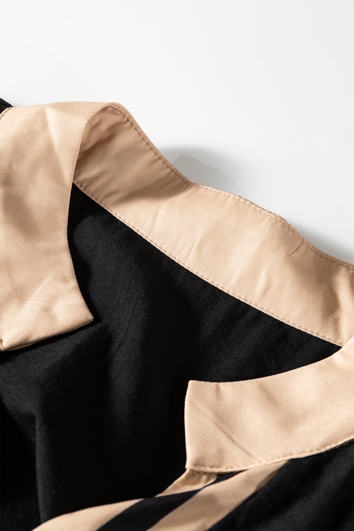 Color Block Trim Long Sleeve Black Plus Size Dress