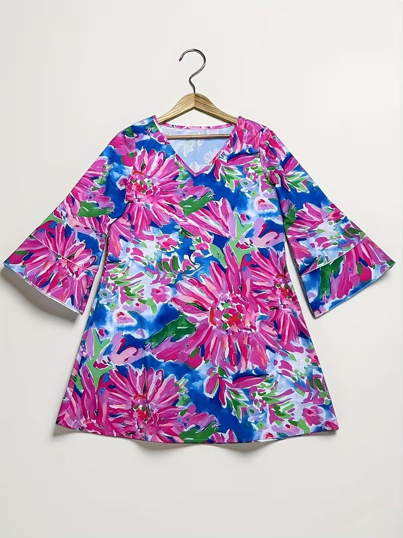 Floral Print Double-Layer Dress