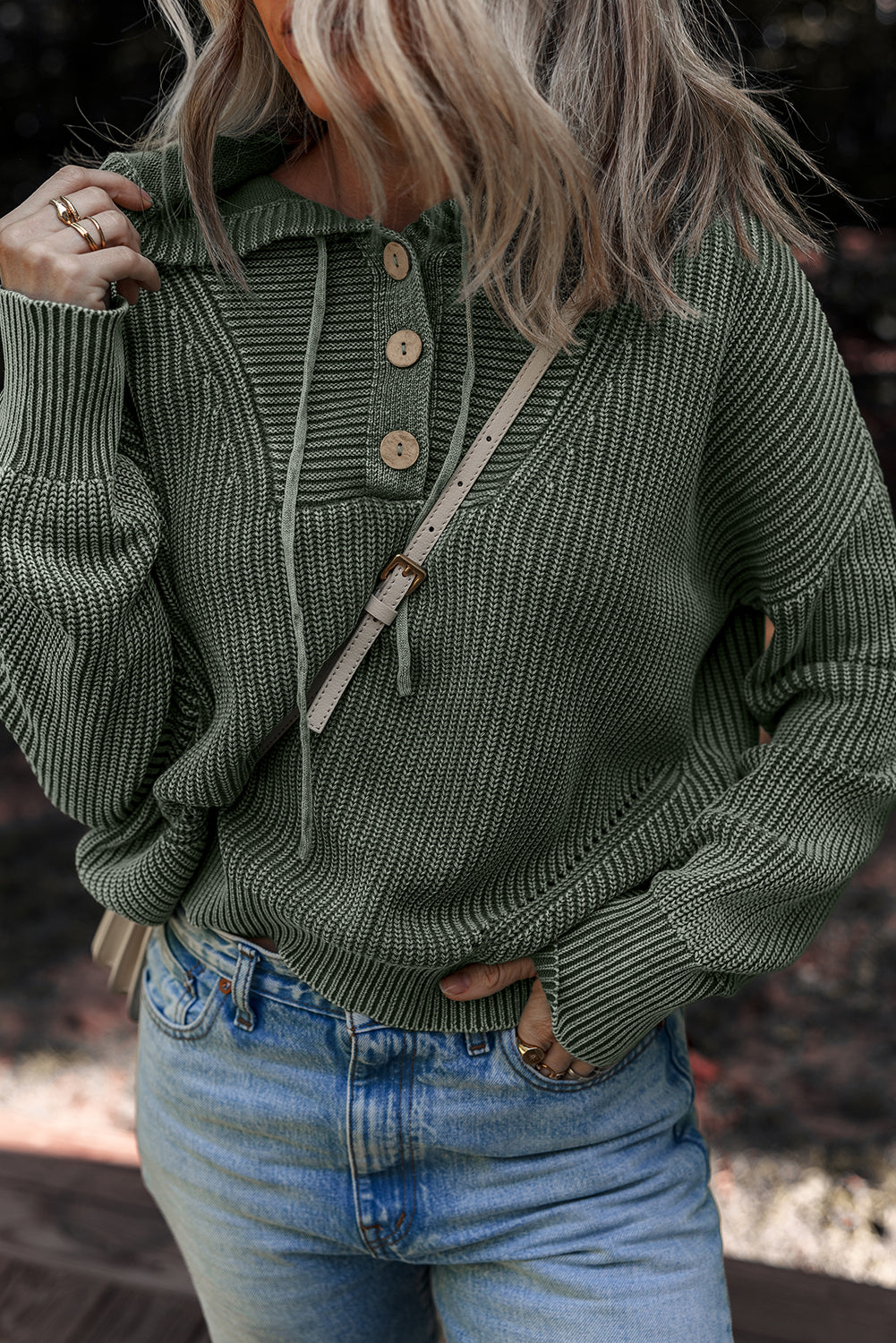 “Misty Green” Mineral Wash Hooded Sweater