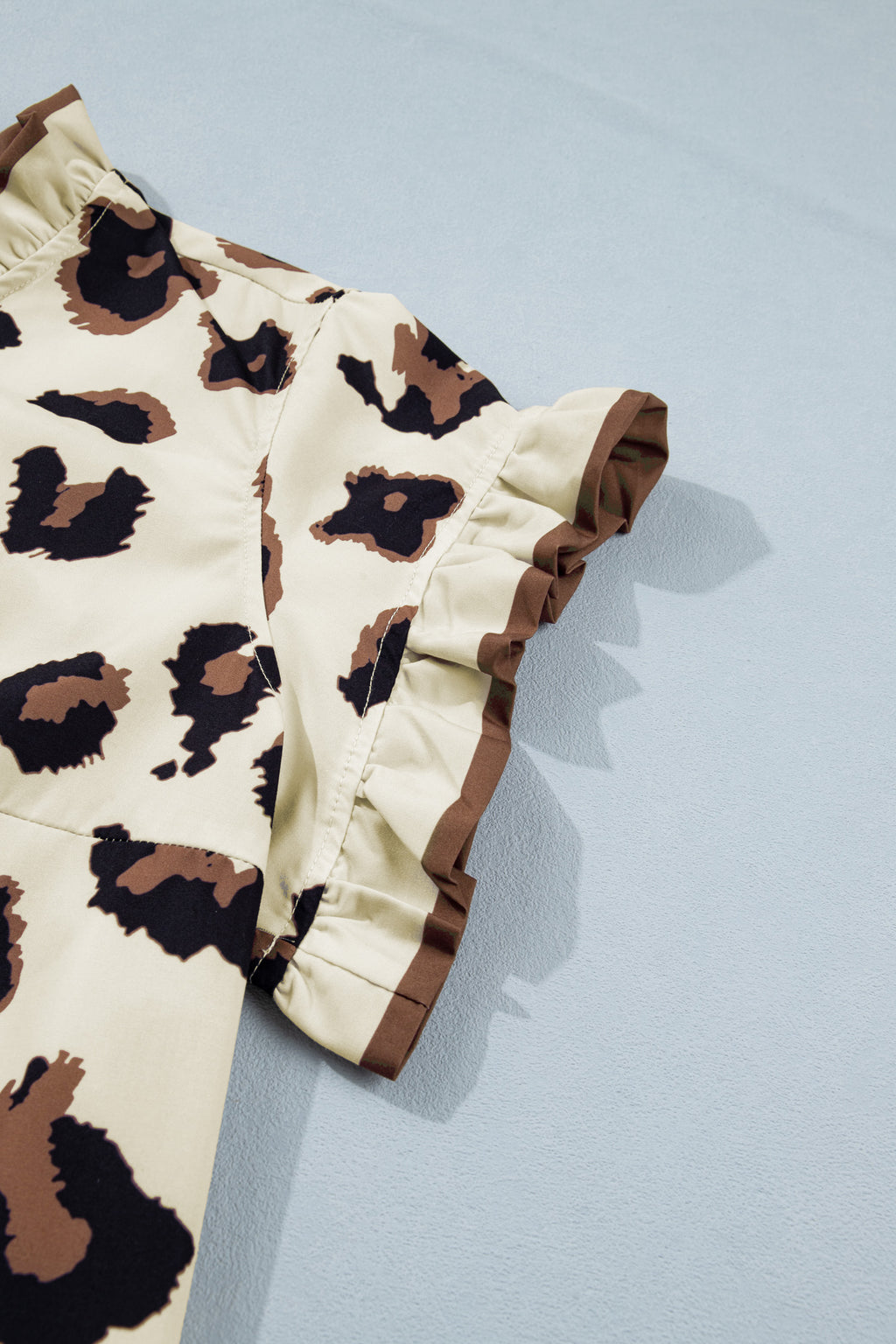 Leopard Print Khaki Plus Size Blouse
