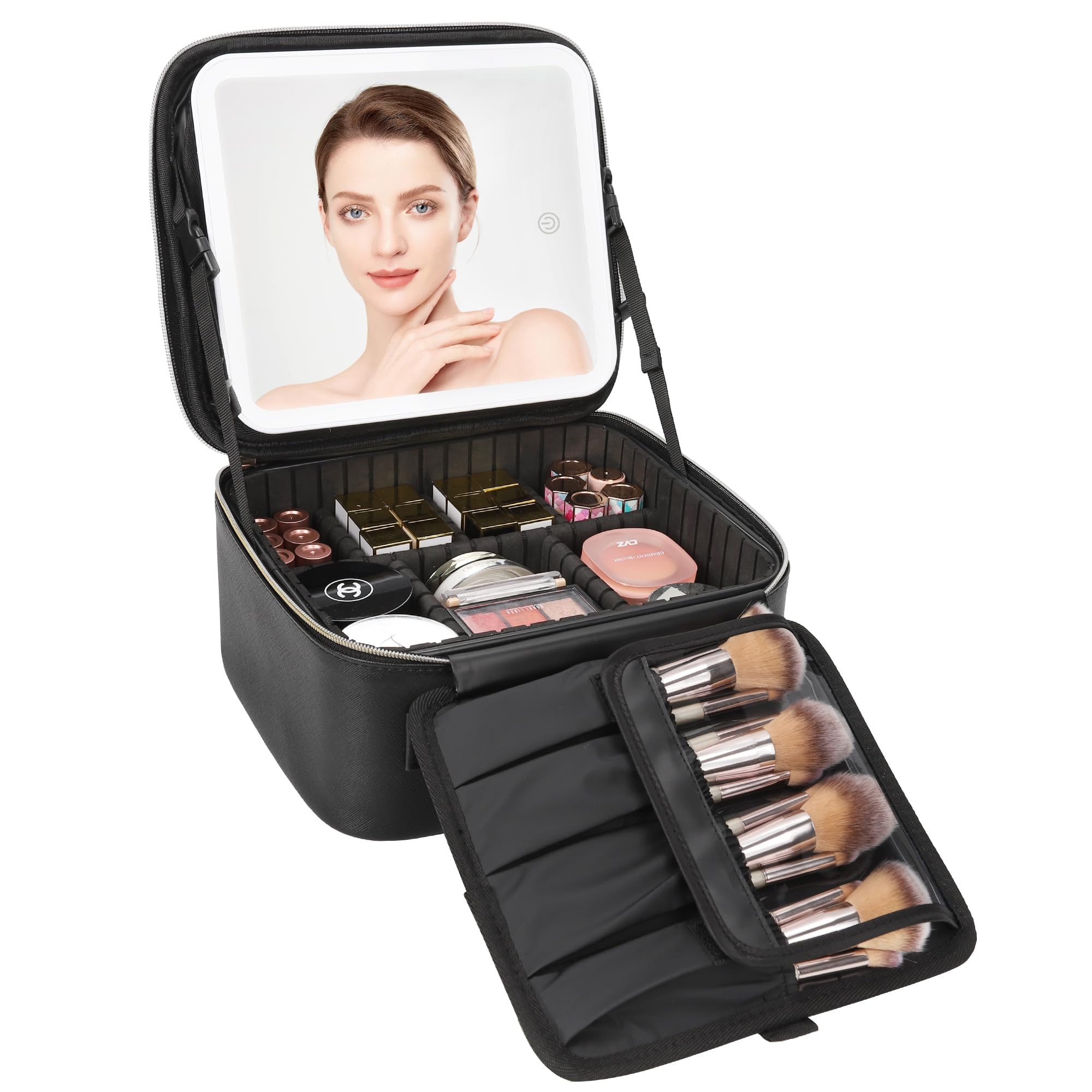 Travel Makeup Bag With LED Mirror