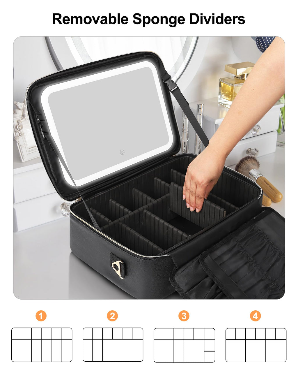 Travel Makeup Bag With LED Mirror