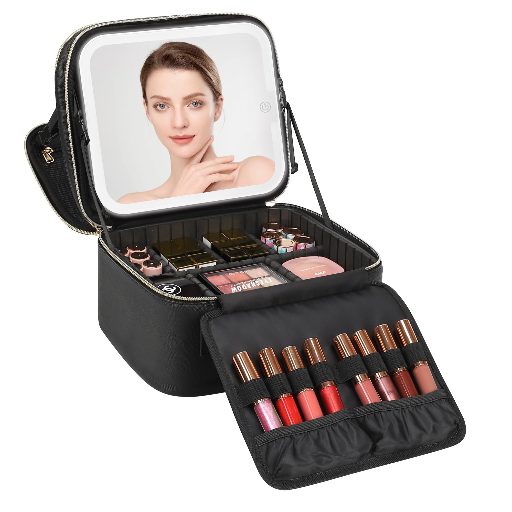 Travel Makeup Bag With LED Mirror