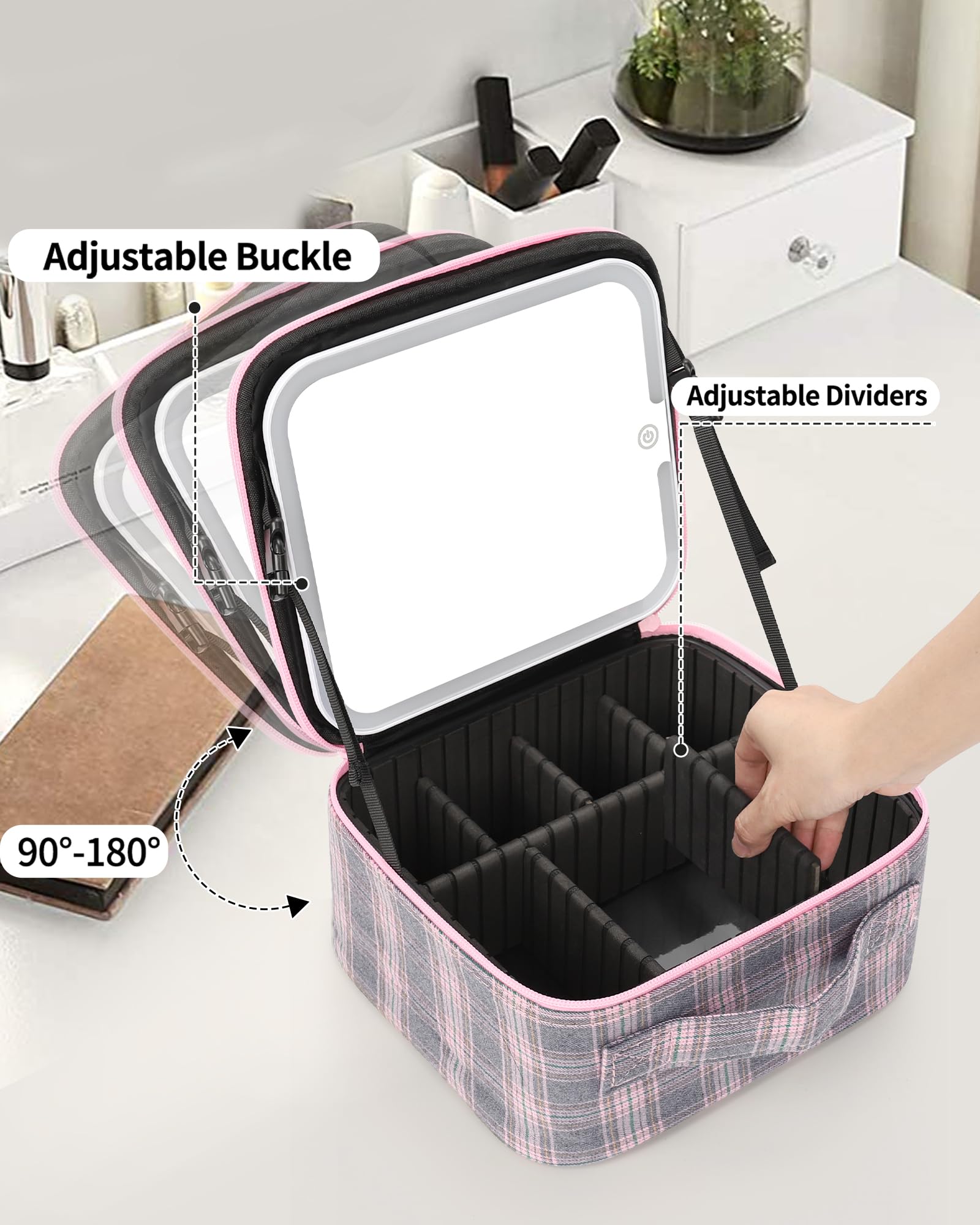 Travel Makeup Bag With LED Mirror