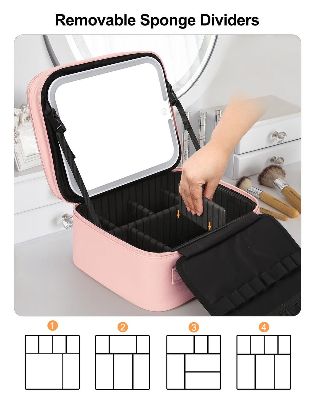 Travel Makeup Bag With LED Mirror