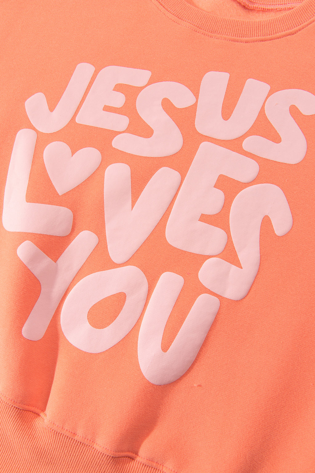 "Orang-You Glad, JESUS LOVES YOU" Puffy Letter Graphic Sweatshirt