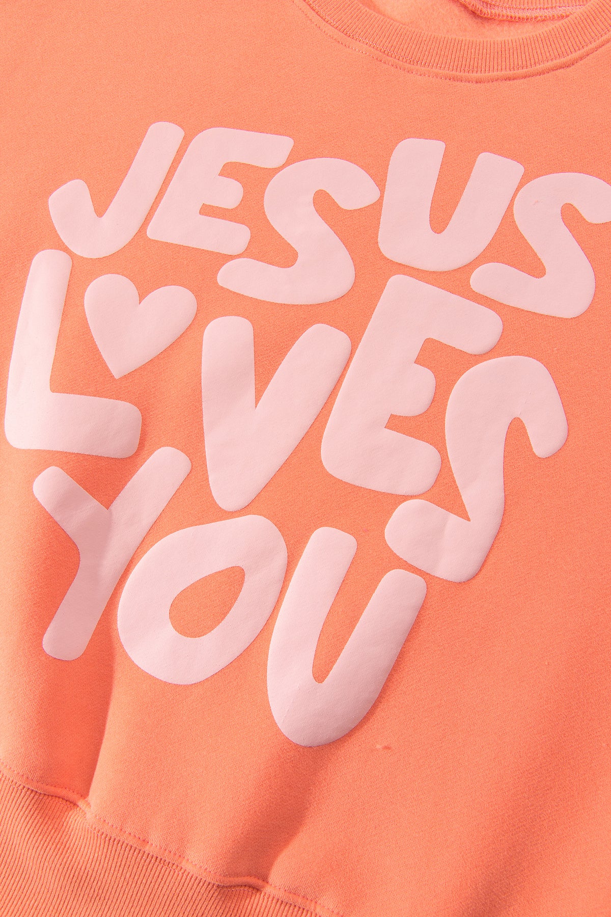 "Orang-You Glad, JESUS LOVES YOU" Puffy Letter Graphic Sweatshirt