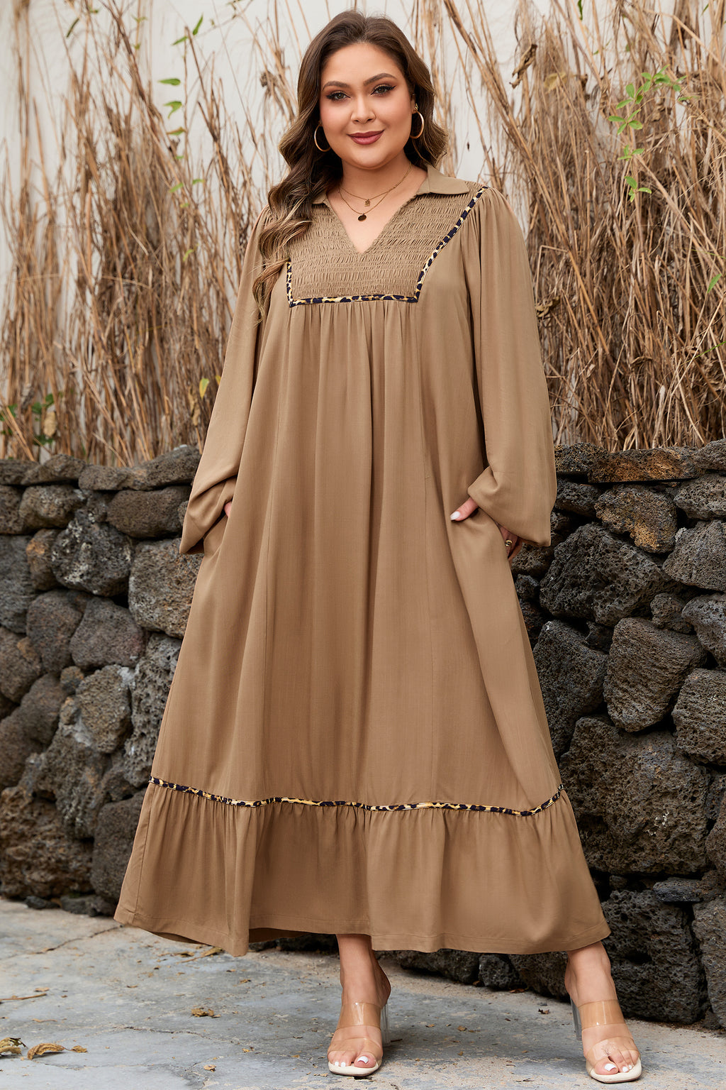 "Chestnut & Cute" Leopard Plus Size Dress