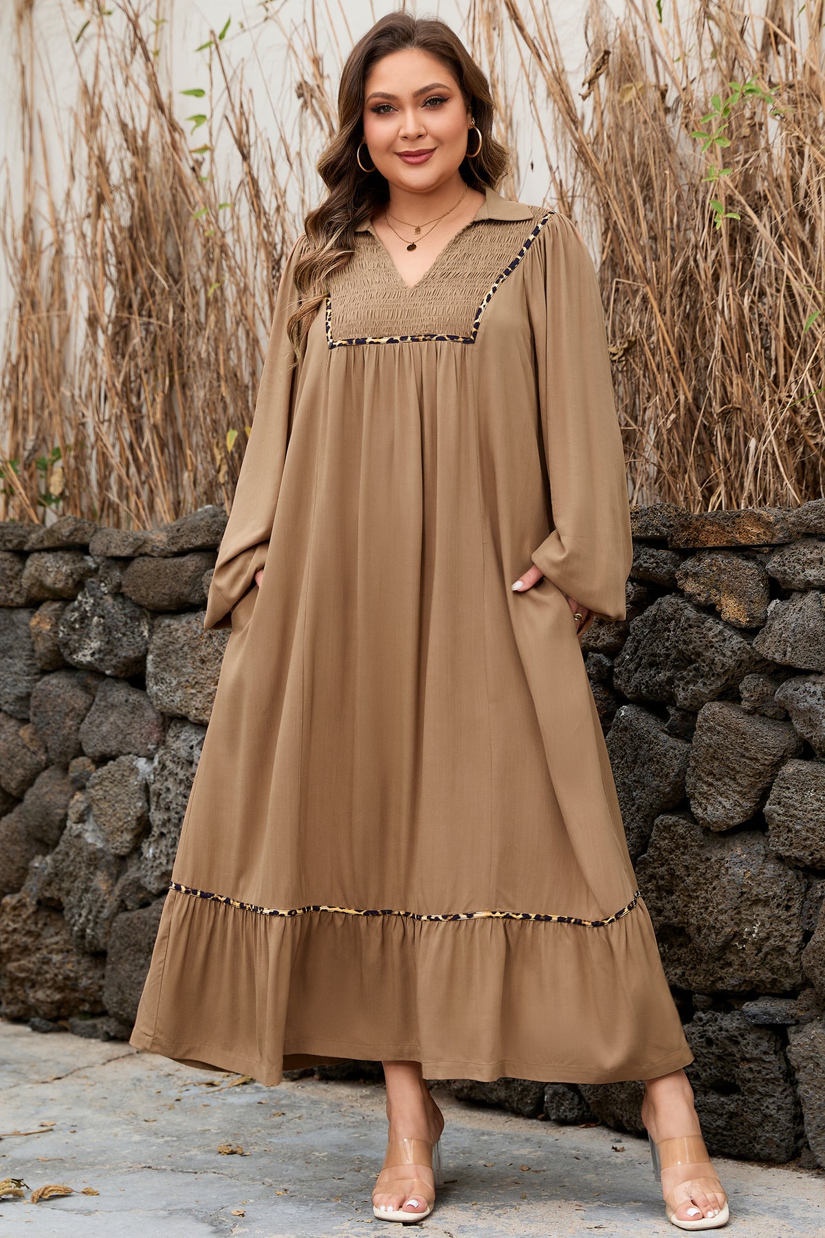"Chestnut & Cute" Leopard Plus Size Dress