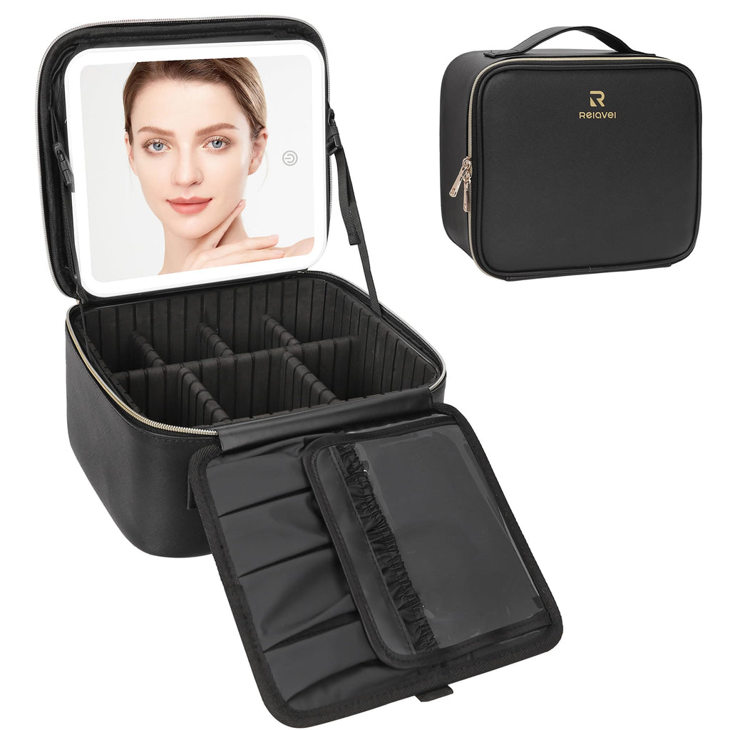 Travel Makeup Bag With LED Mirror