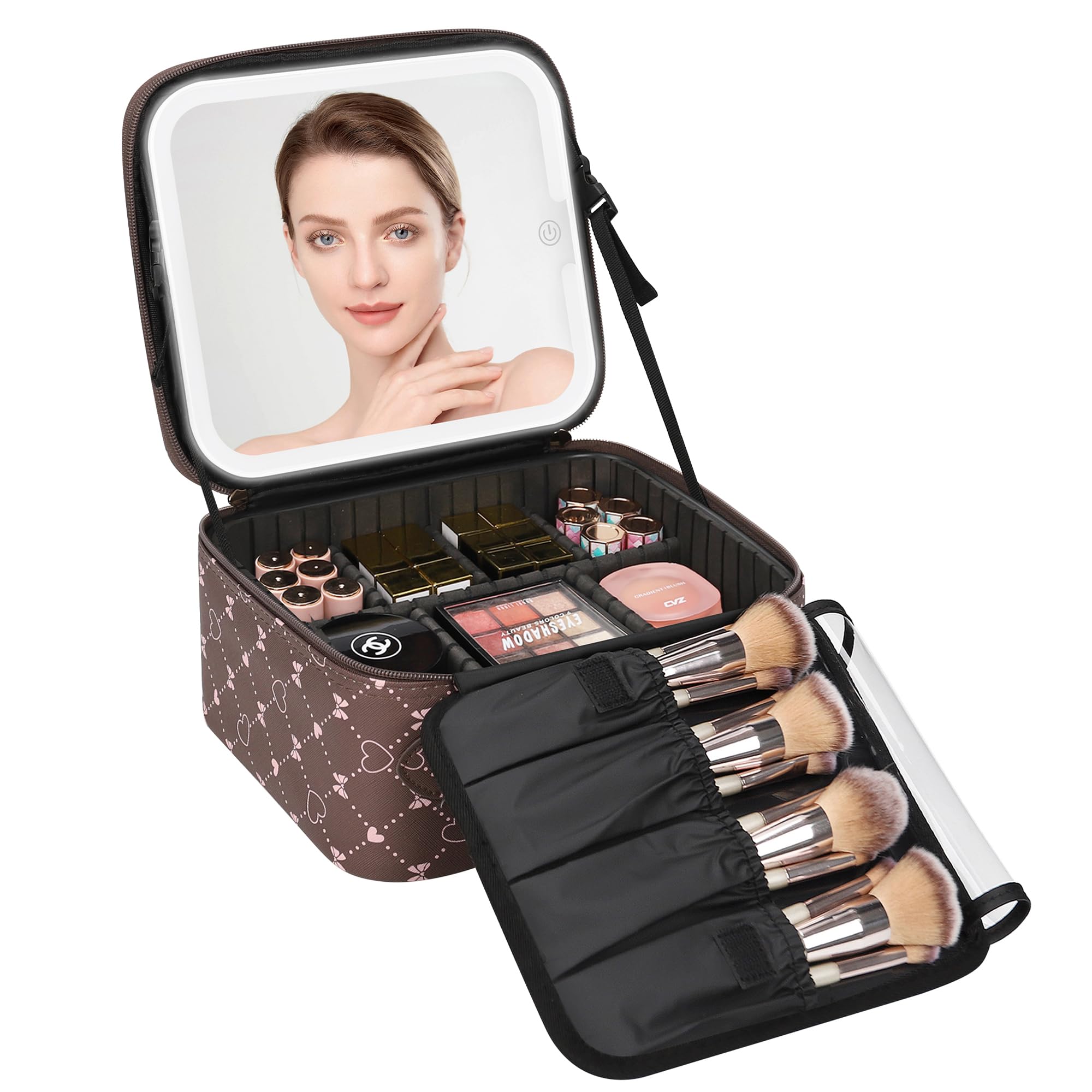 Travel Makeup Bag With LED Mirror