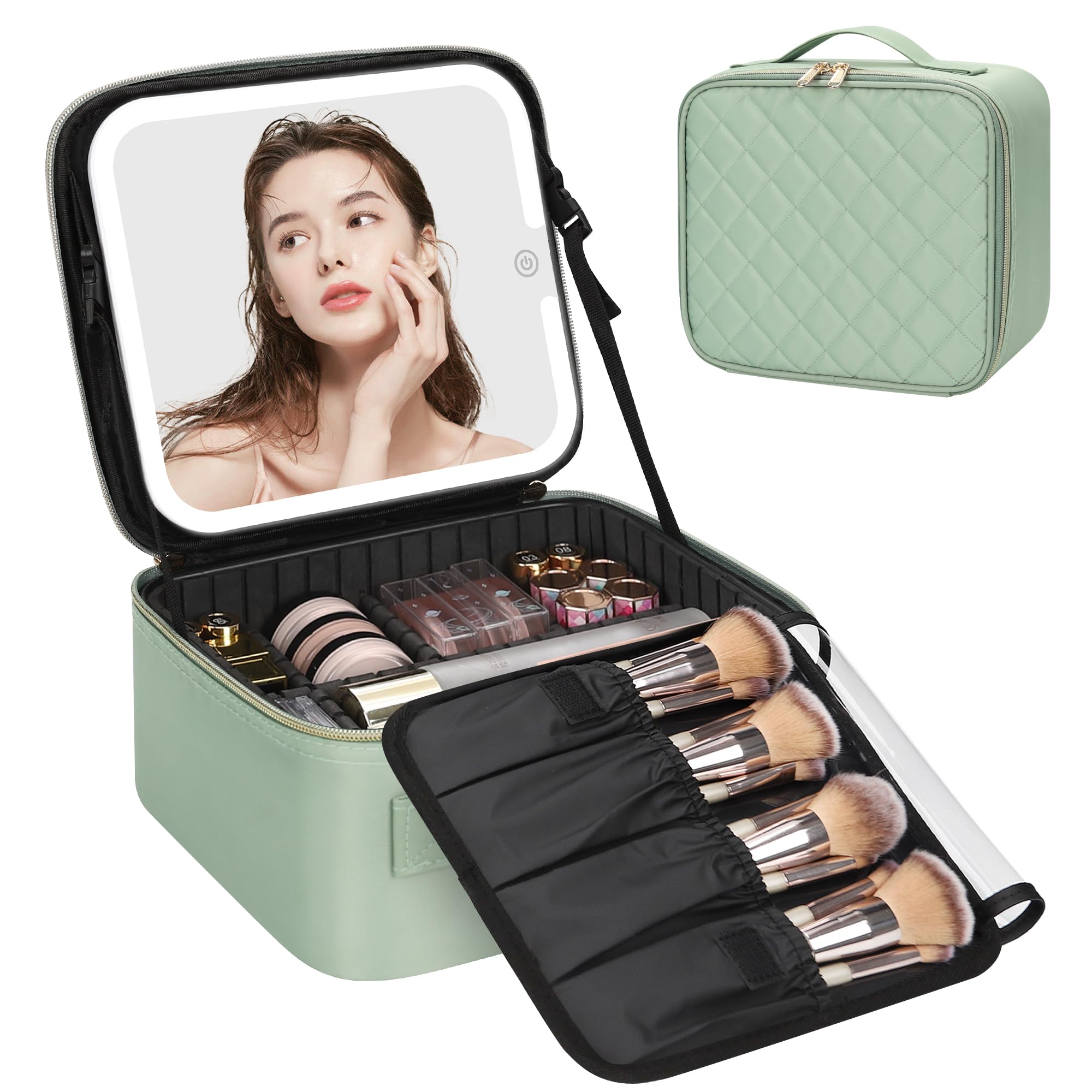 Travel Makeup Bag With LED Mirror