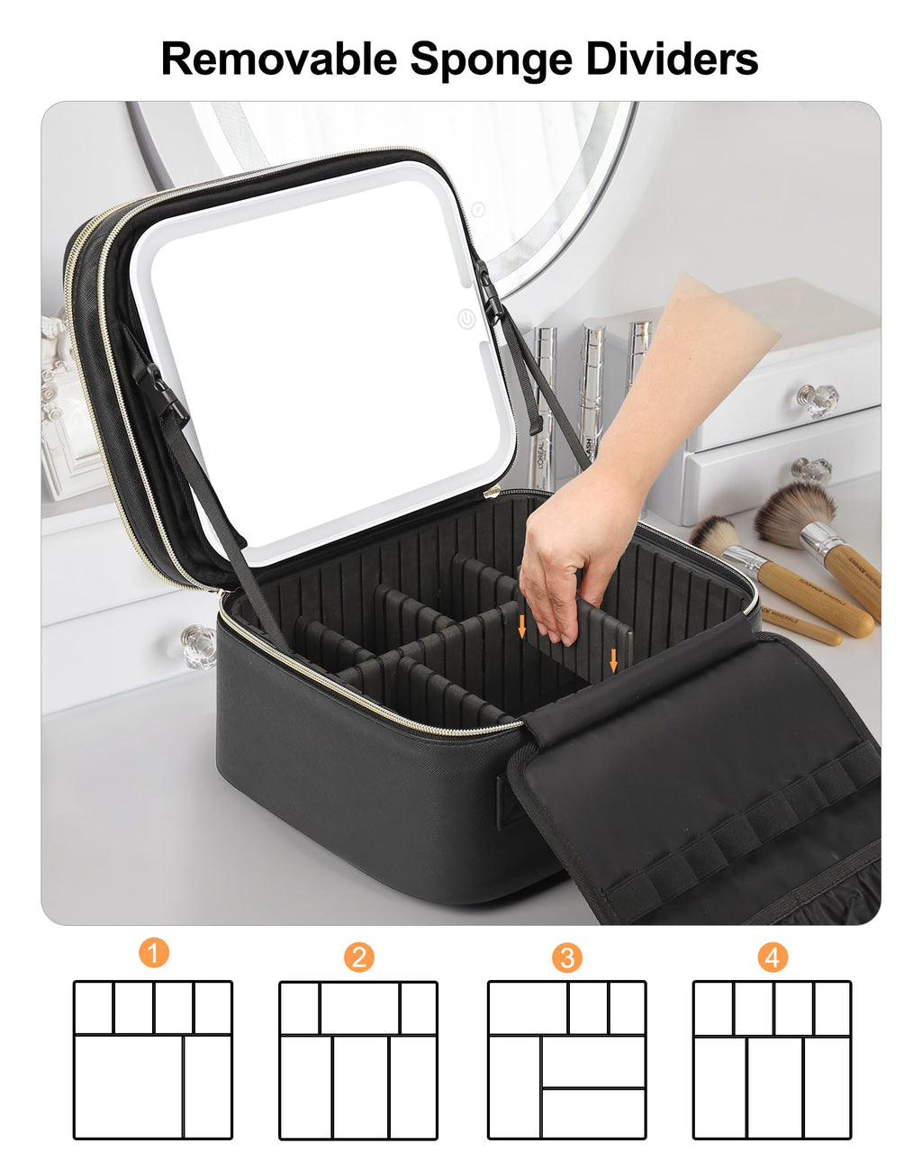 Travel Makeup Bag With LED Mirror