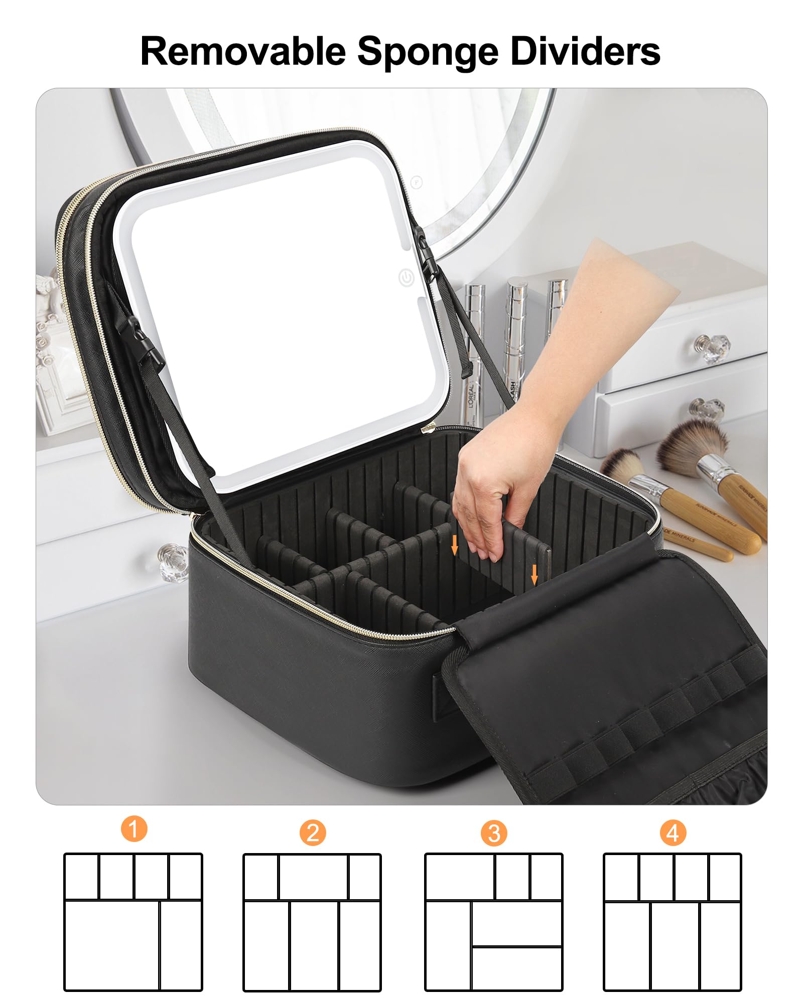 Travel Makeup Bag With LED Mirror
