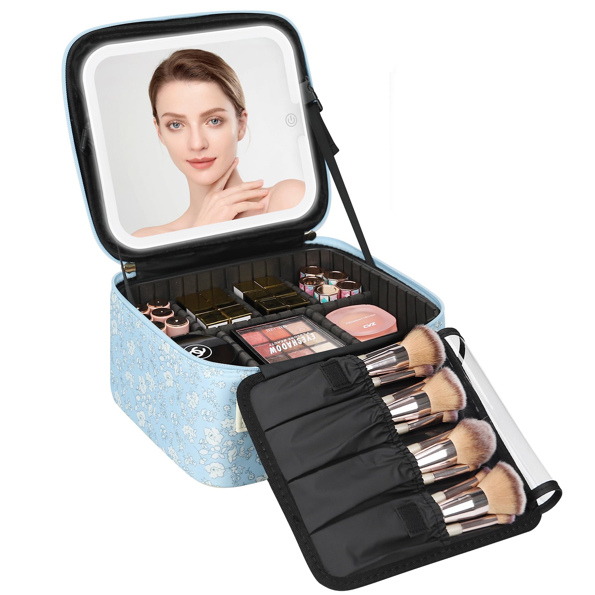 Travel Makeup Bag With LED Mirror